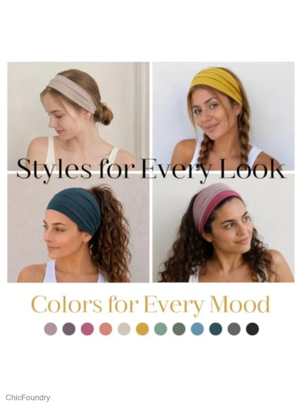 12 Wide Stretchy Headbands Women Nurse Teacher Work Non Slip Hair Accessories